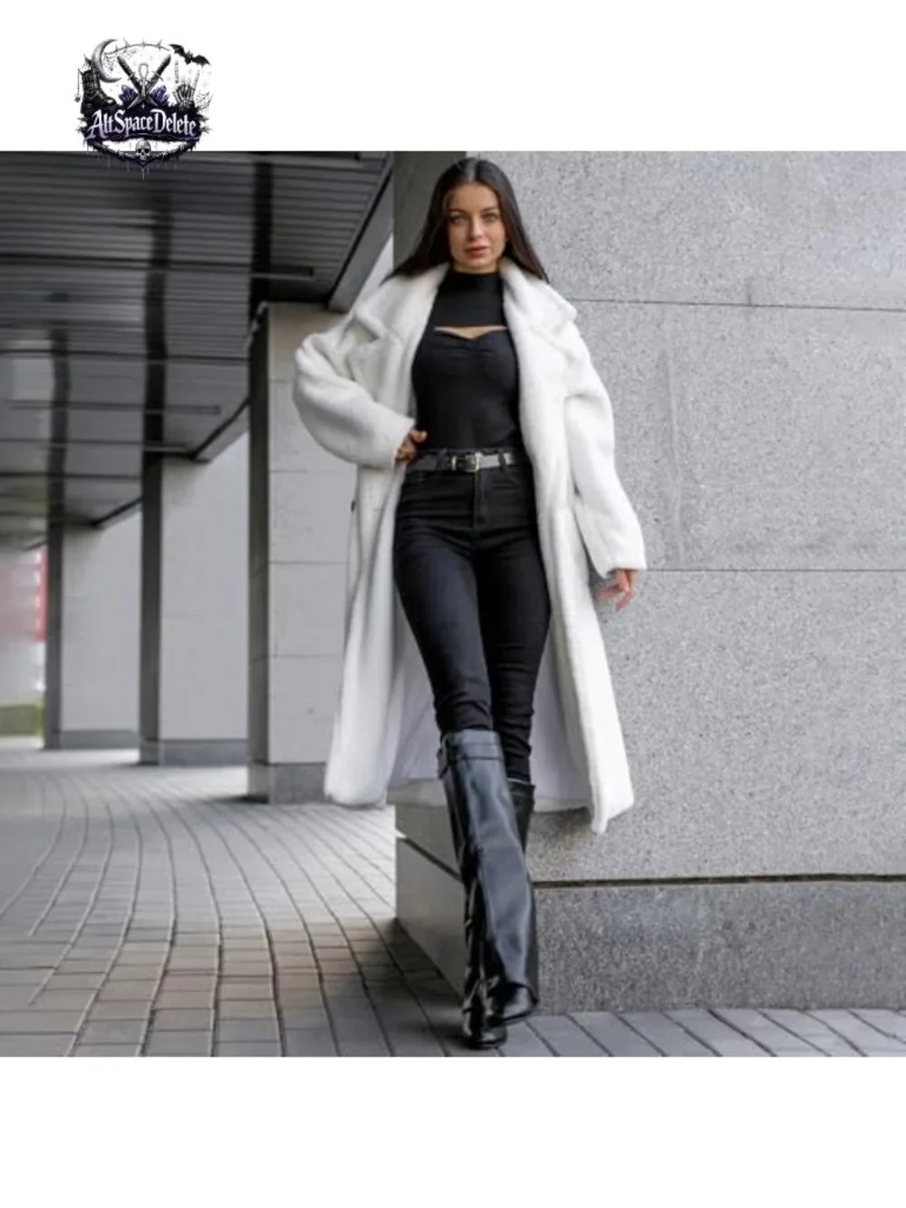 Fold Over Knee High Boots Women Wedge Heel Shark Boots PU Leather_2